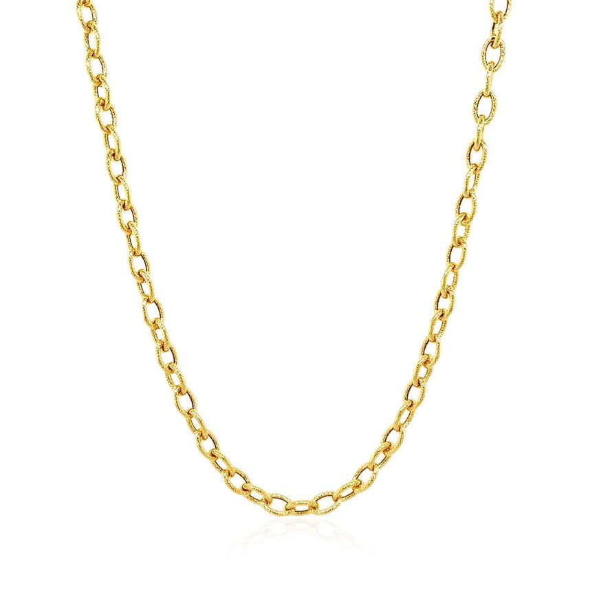 3.5mm 14k Yellow Gold Pendant Chain with Textured Links - Ellie Belle