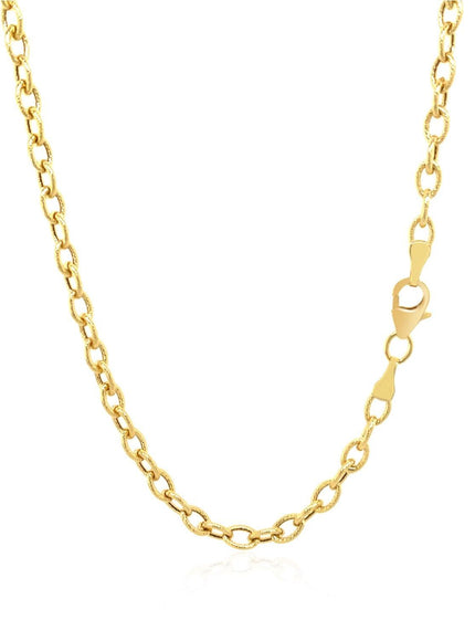 3.5mm 14k Yellow Gold Pendant Chain with Textured Links - Ellie Belle