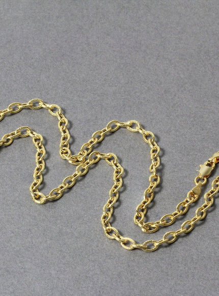 3.5mm 14k Yellow Gold Pendant Chain with Textured Links - Ellie Belle