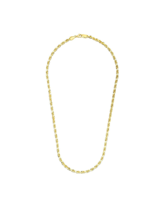 3.5mm 14k Yellow Gold Solid Diamond Cut Rope Chain - Ellie Belle
