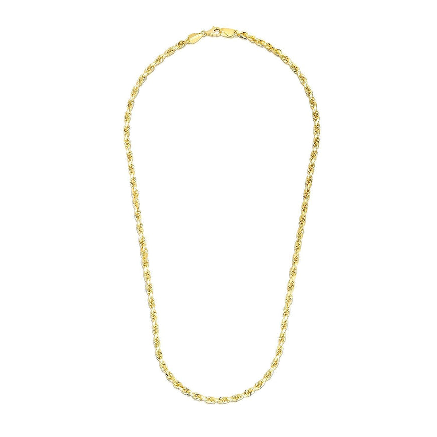 3.5mm 14k Yellow Gold Solid Diamond Cut Rope Chain - Ellie Belle