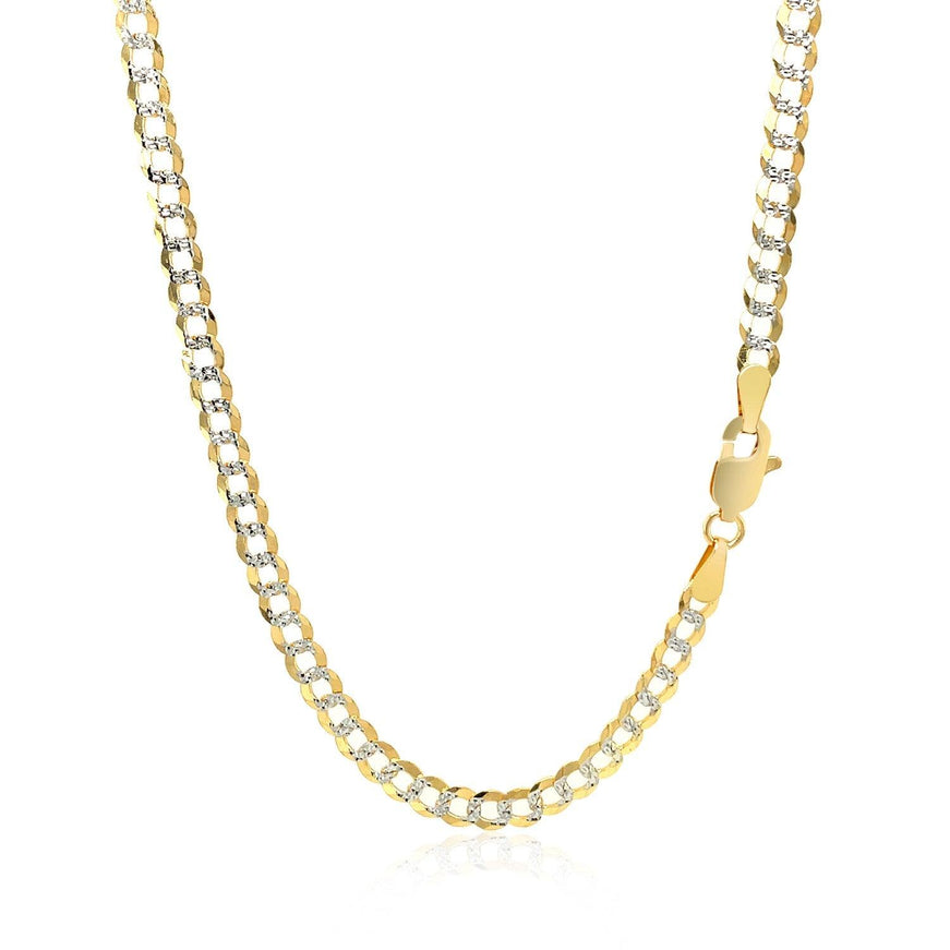 3.6 mm 14k Two Tone Gold Pave Curb Chain - Ellie Belle