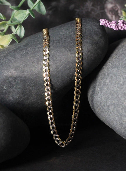 3.6 mm 14k Two Tone Gold Pave Curb Chain - Ellie Belle