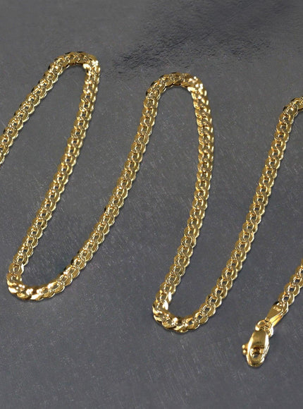 3.6 mm 14k Two Tone Gold Pave Curb Chain - Ellie Belle