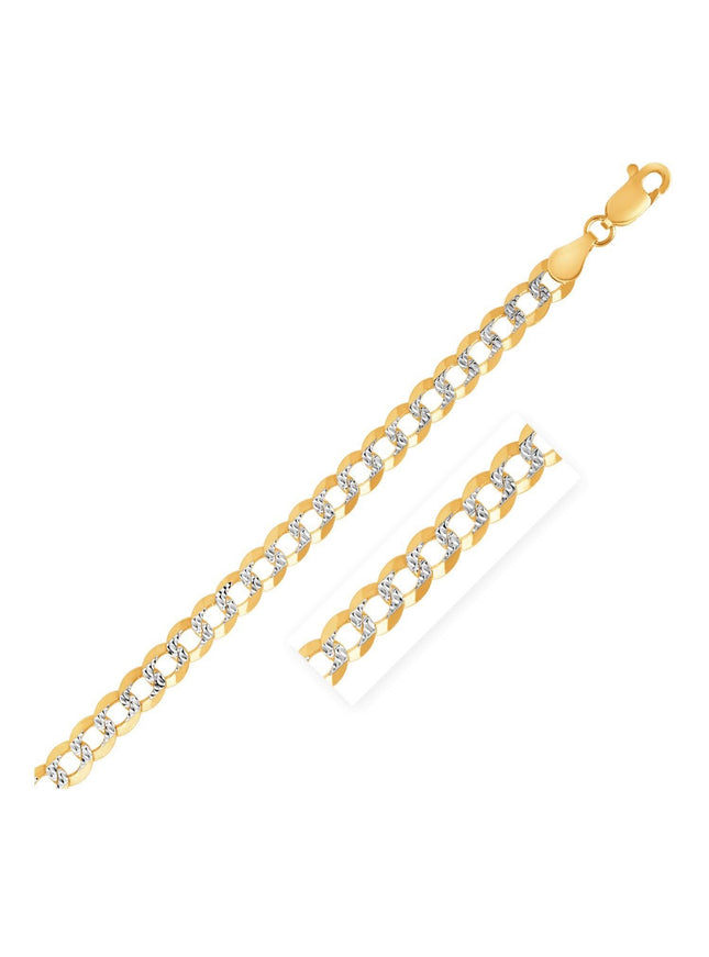 3.6mm 14k Two Tone Gold Pave Curb Bracelet - Ellie Belle