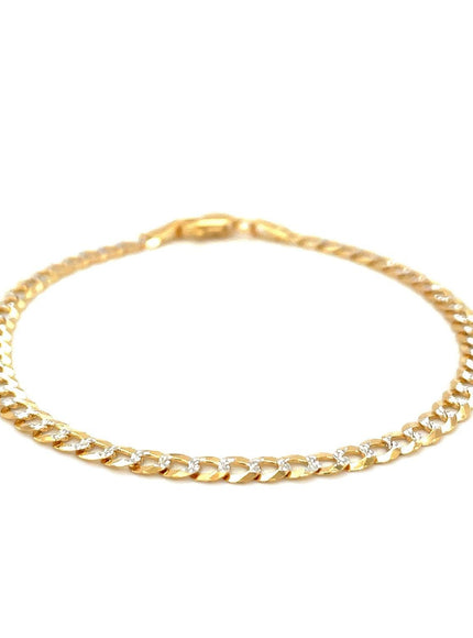 3.6mm 14k Two Tone Gold Pave Curb Bracelet - Ellie Belle