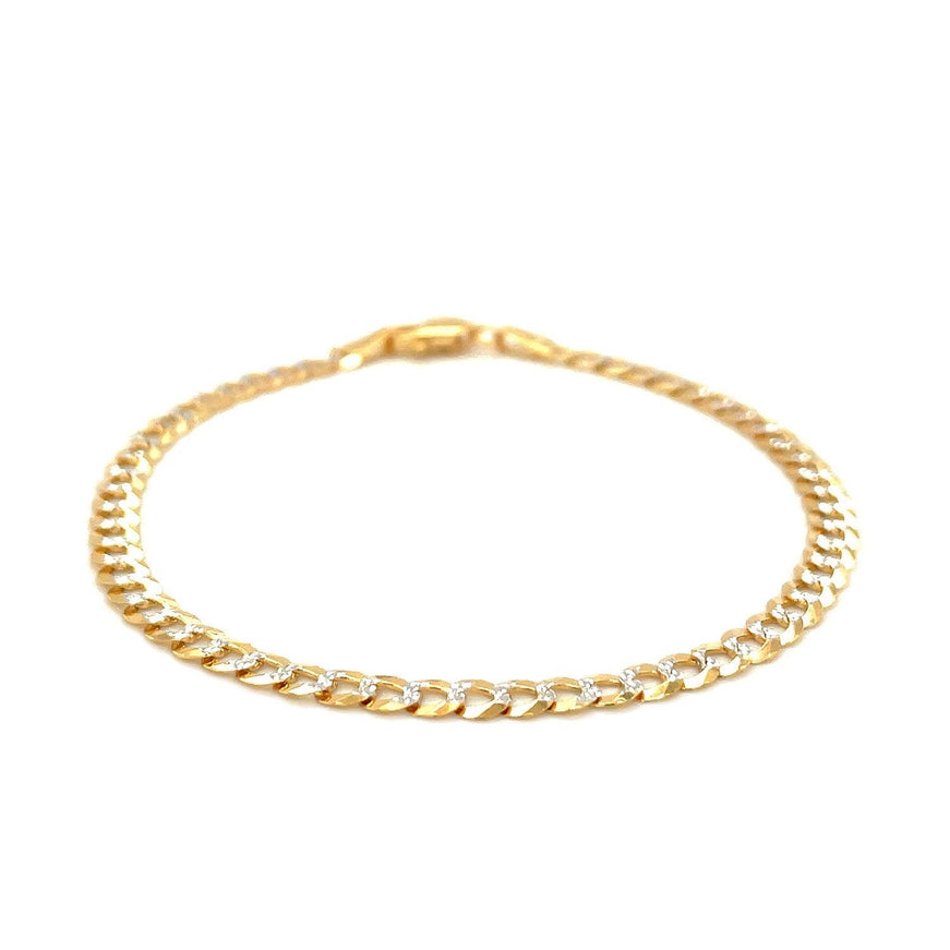 3.6mm 14k Two Tone Gold Pave Curb Bracelet - Ellie Belle