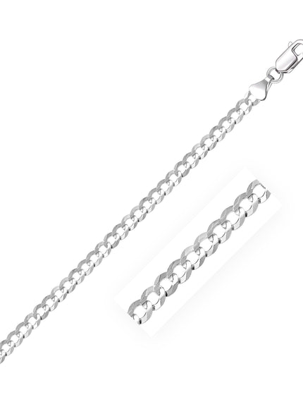 3.6mm 14k White Gold Solid Curb Bracelet - Ellie Belle