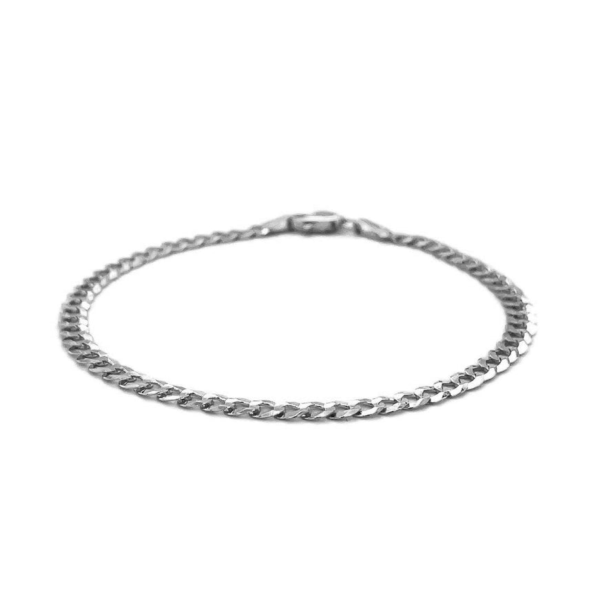 3.6mm 14k White Gold Solid Curb Bracelet - Ellie Belle