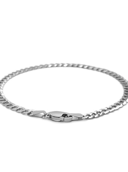 3.6mm 14k White Gold Solid Curb Bracelet - Ellie Belle