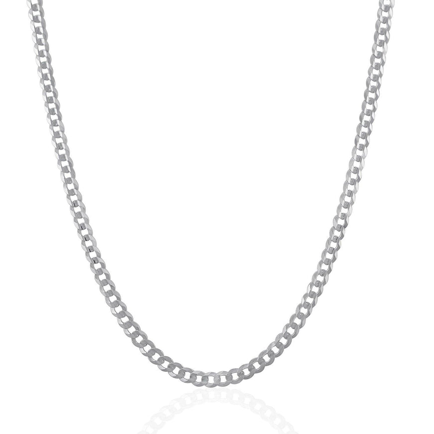 3.6mm 14k White Gold Solid Curb Chain - Ellie Belle