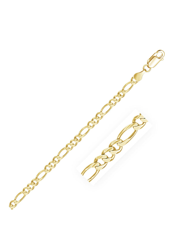 3.7mm 10k Yellow Gold Link Figaro Bracelet - Ellie Belle