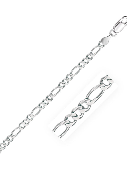 3.8mm 14k White Gold Solid Figaro Bracelet - Ellie Belle