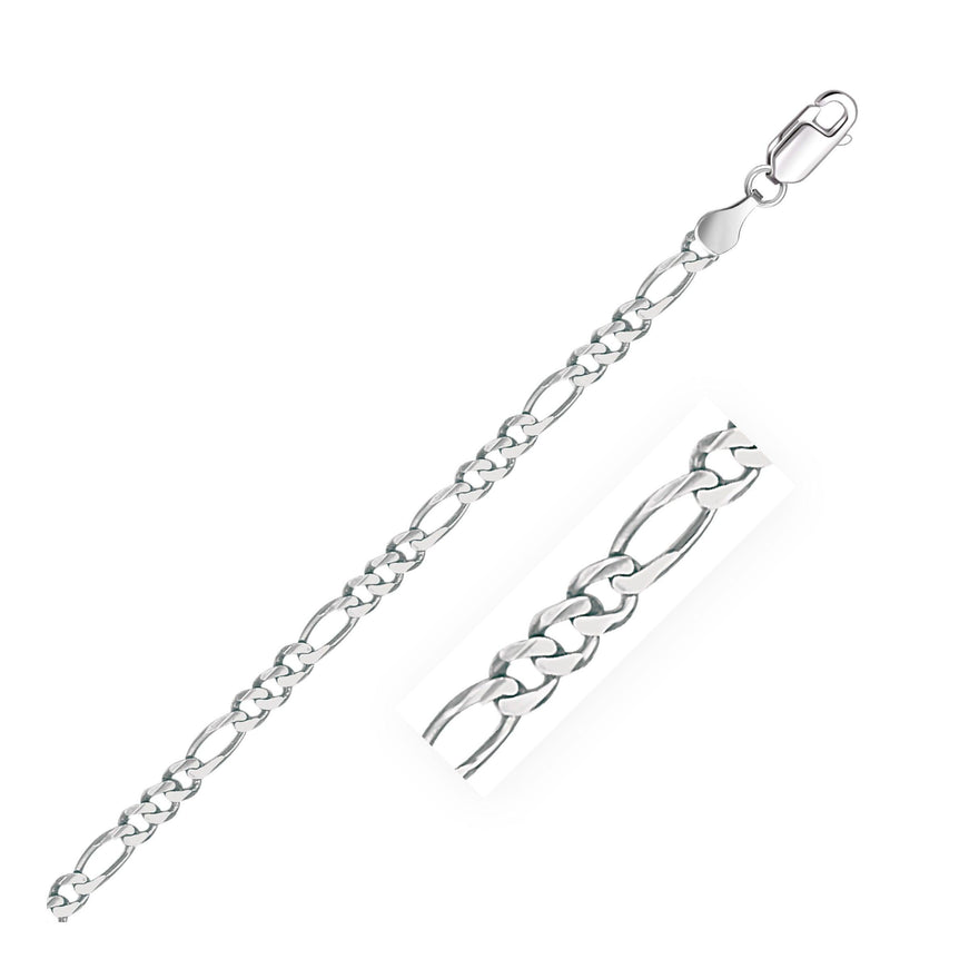 3.8mm 14k White Gold Solid Figaro Bracelet - Ellie Belle