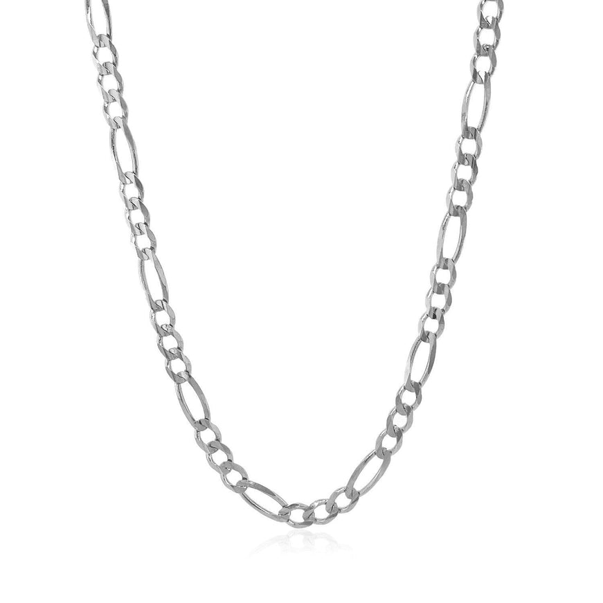 3.8mm 14k White Gold Solid Figaro Chain - Ellie Belle