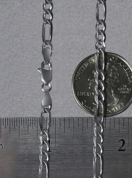 3.8mm 14k White Gold Solid Figaro Chain - Ellie Belle