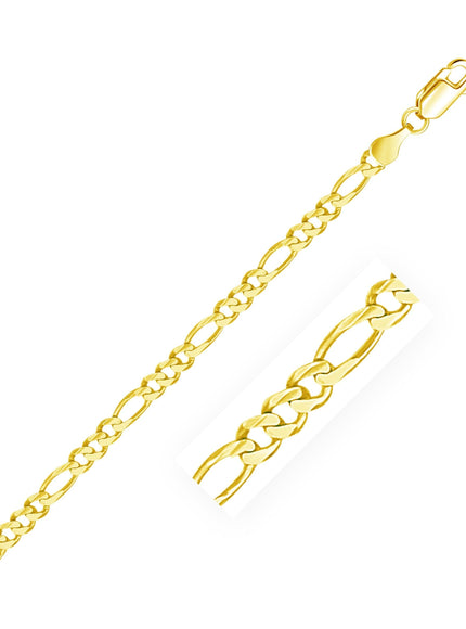 3.8mm 14k Yellow Gold Solid Figaro Bracelet - Ellie Belle