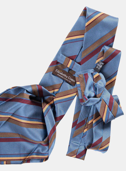Elizabetta Battisti Silk Jacquard Tie in Steel Blue