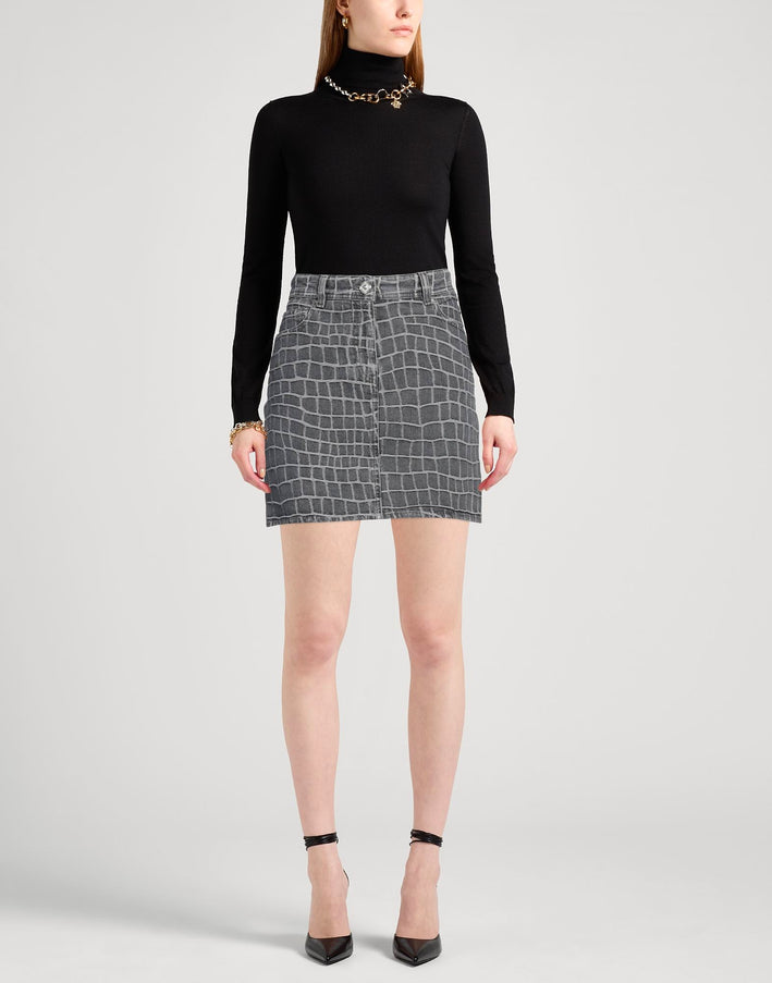 Versace A-Line Denim Skirt