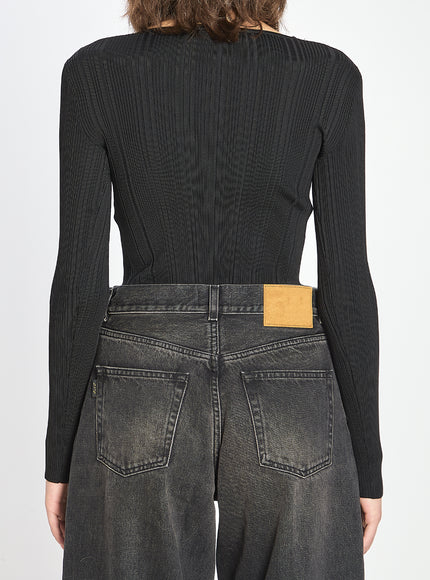Self Portrait Lace Trim Knit Top