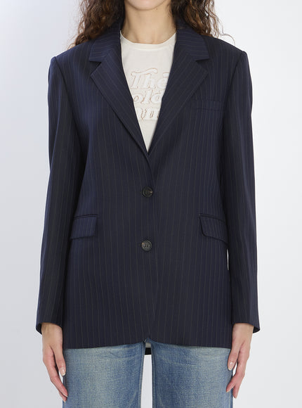 Golden Goose Pinstripe Blazer Blue