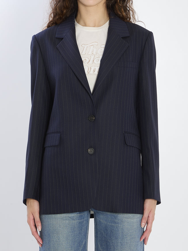 Golden Goose Pinstripe Blazer Blue