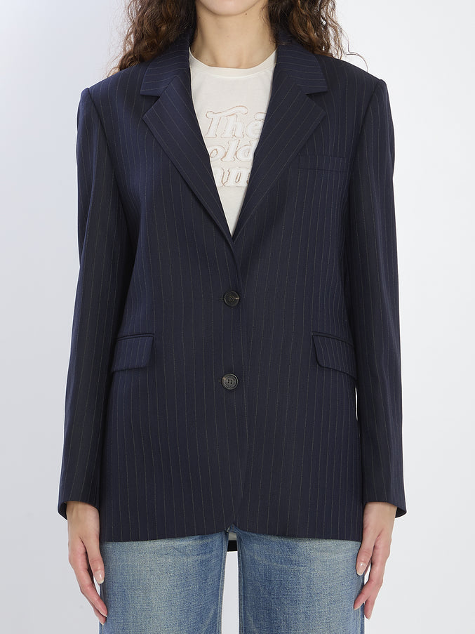Golden Goose Pinstripe Blazer Blue
