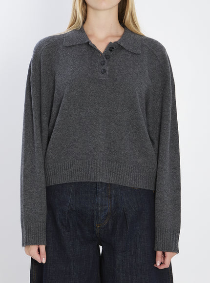 Loulou De Saison Long-sleeved Cashmere Polo Grey