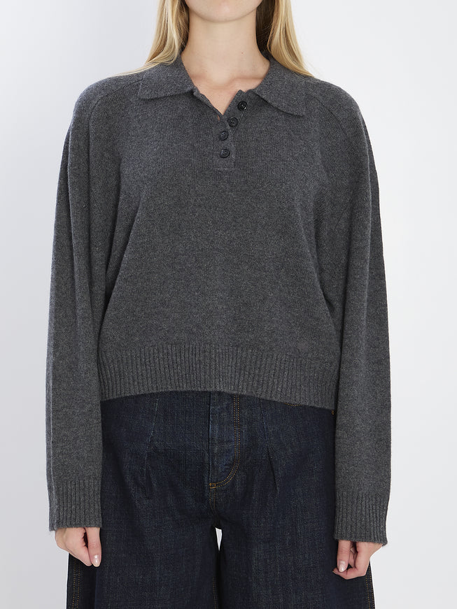 Loulou De Saison Long-sleeved Cashmere Polo Grey
