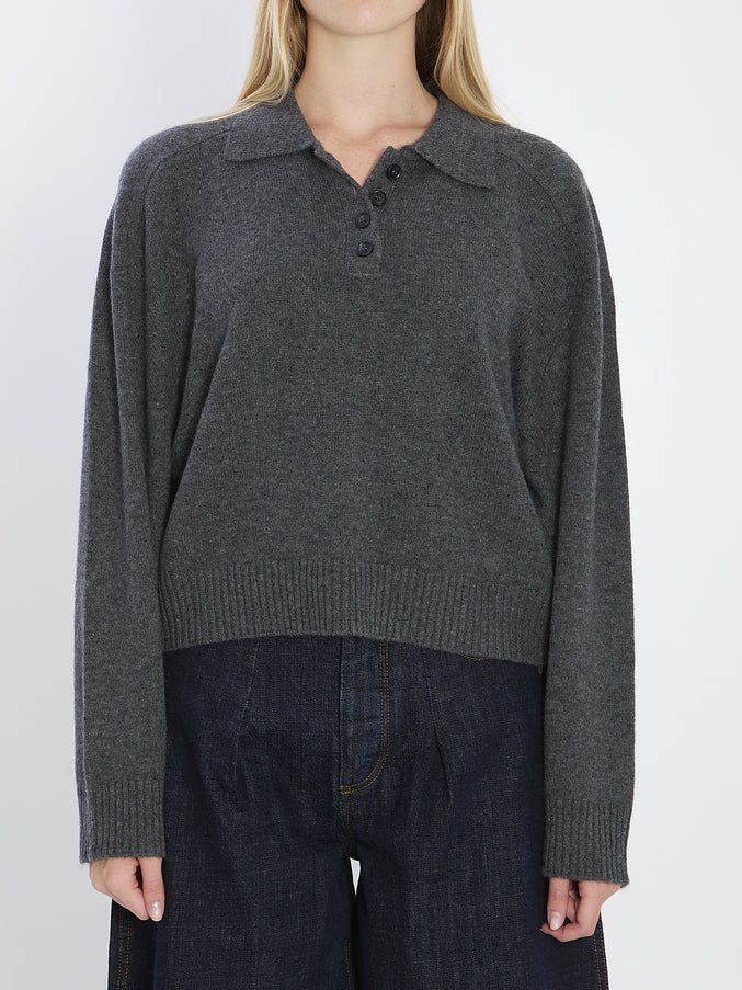 Loulou De Saison Long-sleeved Cashmere Polo Grey