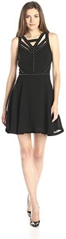 Greylin Black Studded Fit-and-Flare Dress