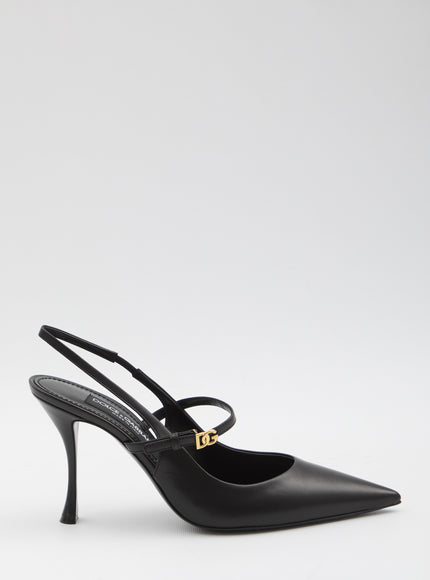 Dolce & Gabbana Black Leather Slingback Pumps Black