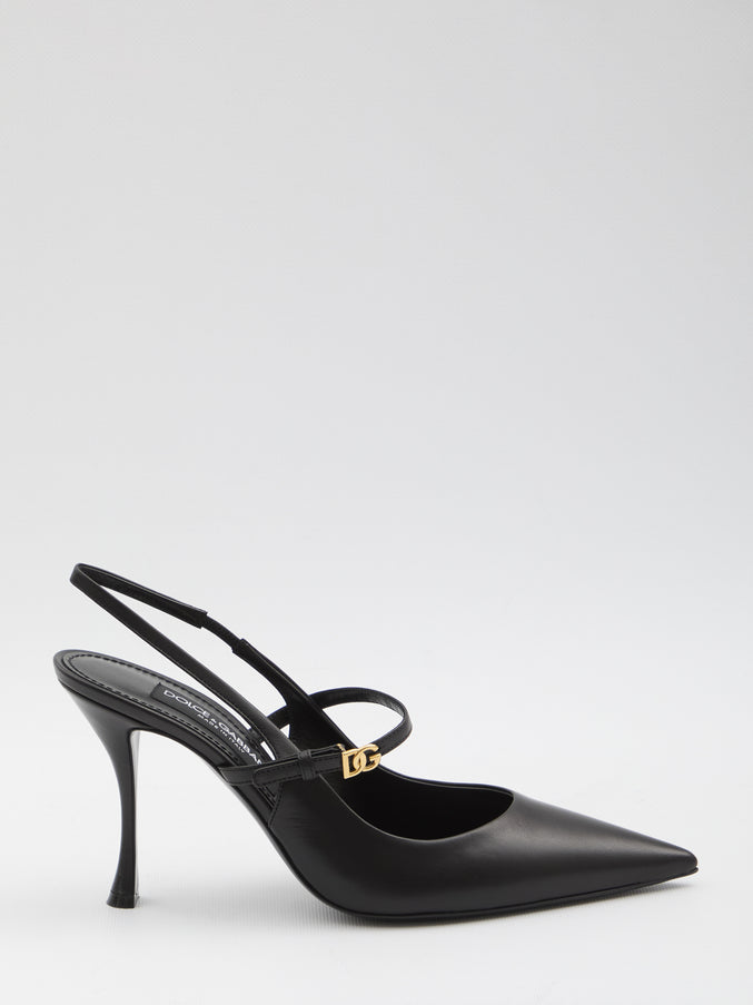 Dolce & Gabbana Black Leather Slingback Pumps Black