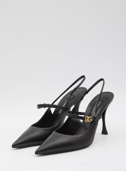 Dolce & Gabbana Black Leather Slingback Pumps