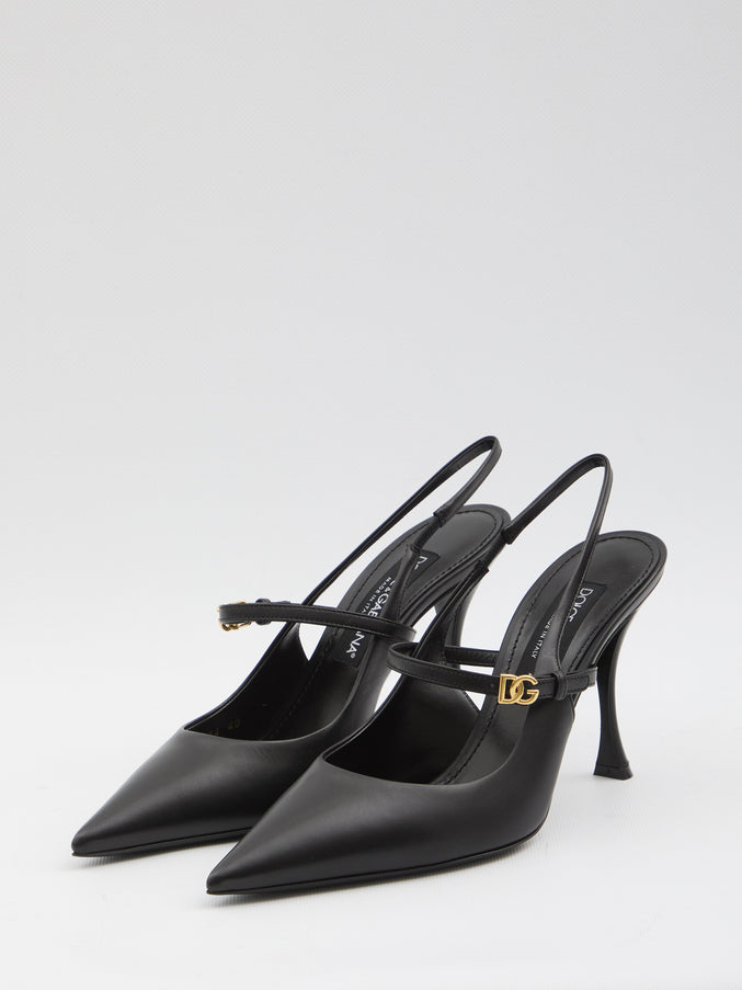 Dolce & Gabbana Black Leather Slingback Pumps