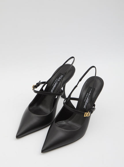 Dolce & Gabbana Black Leather Slingback Pumps
