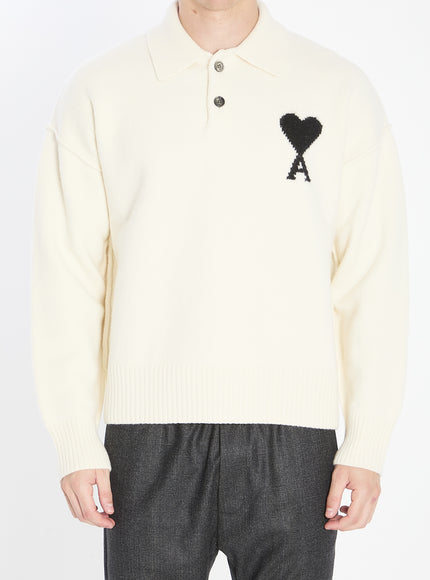 Ami Paris Ami De Coeur Polo White