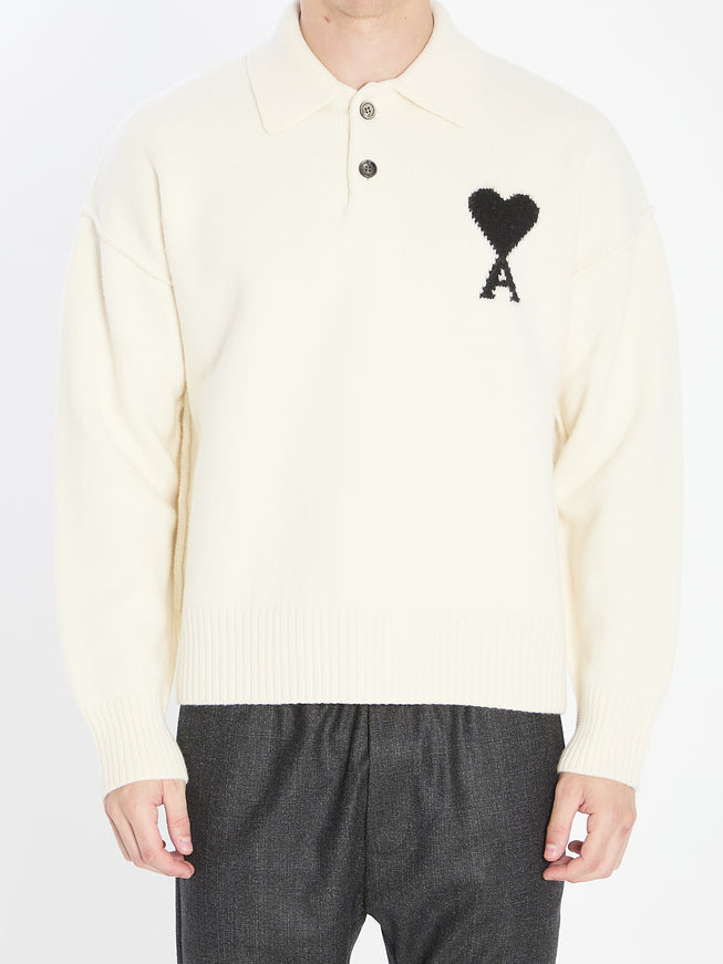 Ami Paris Ami De Coeur Polo White