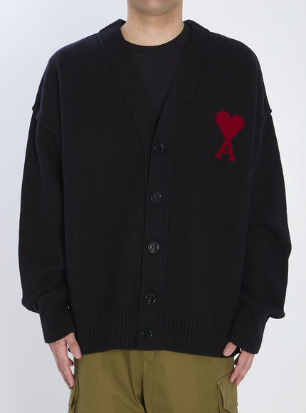 Ami Paris Ami De Coeur Cardigan Black