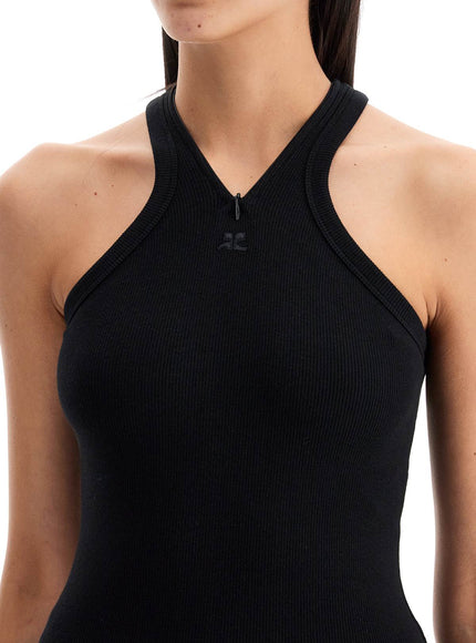 Courreges ribbed tank top with zipper on the neckline