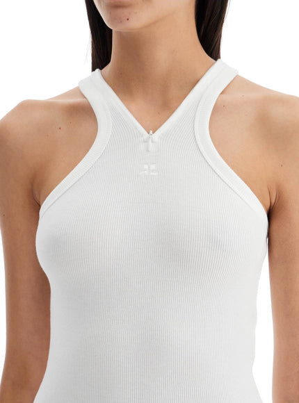 Courreges ribbed tank top with zipper on the neckline