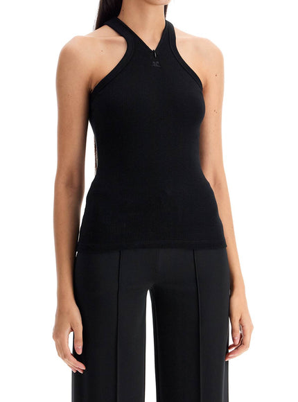 Courreges ribbed tank top with zipper on the neckline