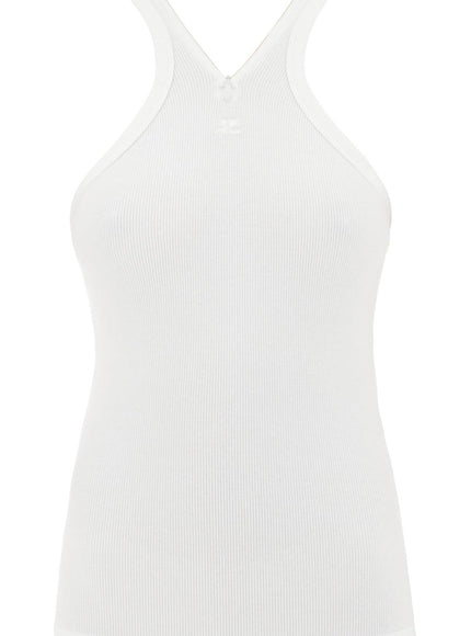 Courreges ribbed tank top with zipper on the neckline