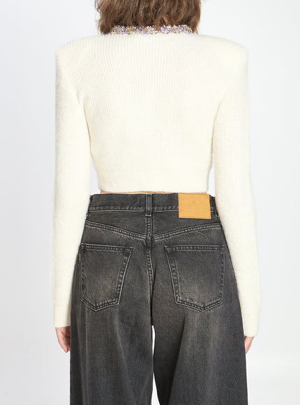 Self Portrait Embellished Trim Cardigan
