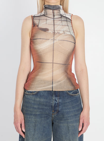 Jean Paul Gaultier Fire Tank Top White