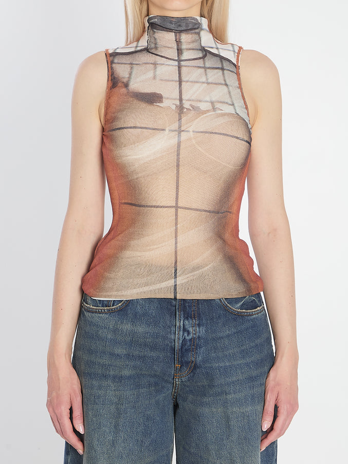 Jean Paul Gaultier Fire Tank Top White