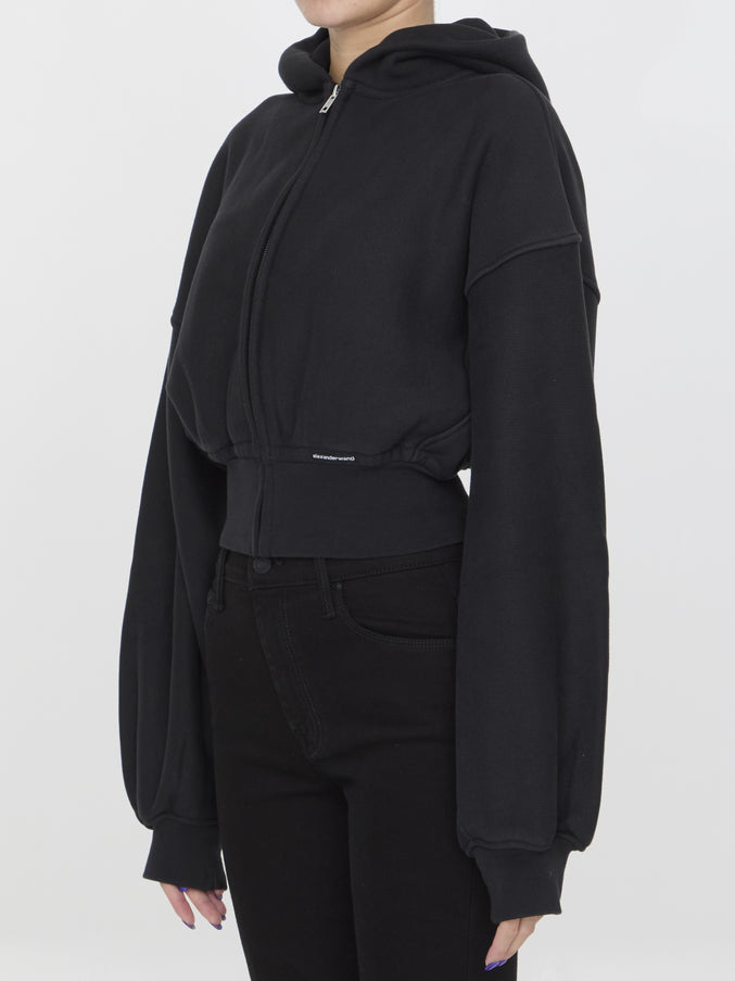 Alexander Wang Cropped Hoodie In Cotton