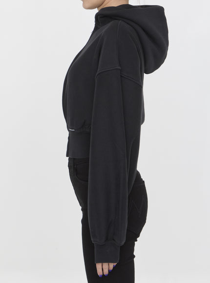 Alexander Wang Cropped Hoodie In Cotton