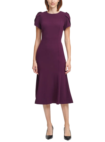 Calvin Klein Women's Short-Sleeve Midi Dress in Purple