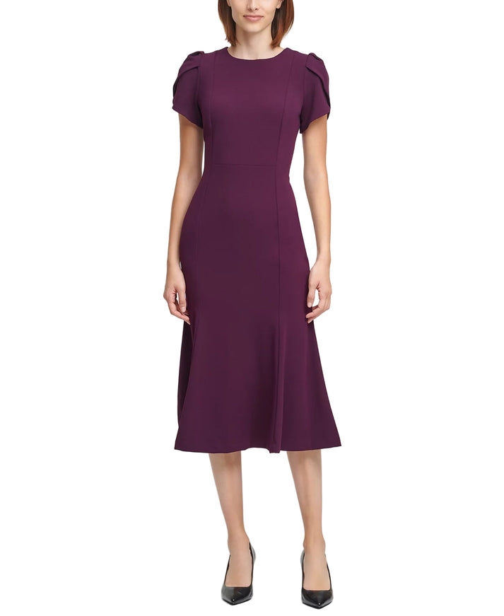 Calvin Klein Women's Short-Sleeve Midi Dress - Plum - Size 10 Calvin Klein Women's Short-Sleeve Midi Dress - Plum - Size 10